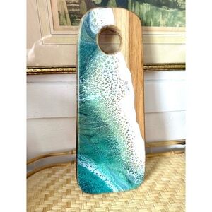 Ocean Blues Charcuterie & Cutting Boards Tapered Teak Wood & Epoxy Resin